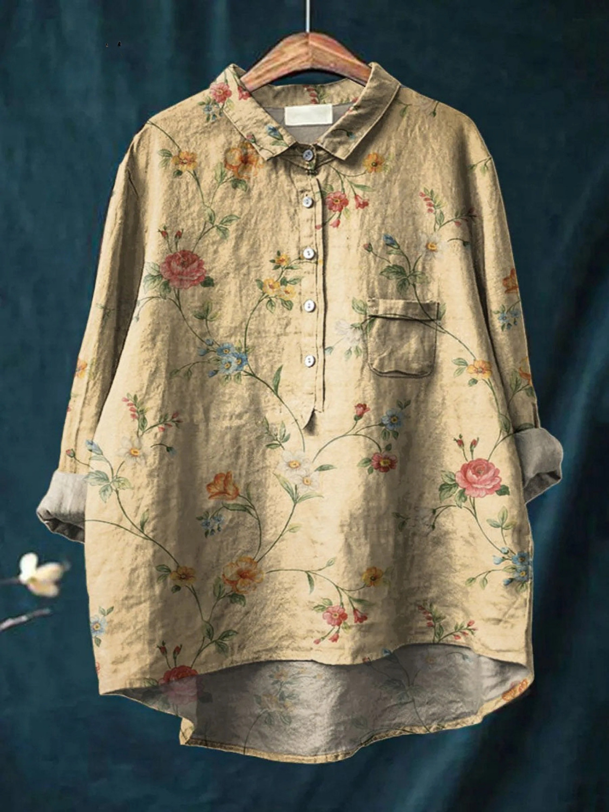 Poppy | Naisten vintage-kukkataidepainatus rento paita