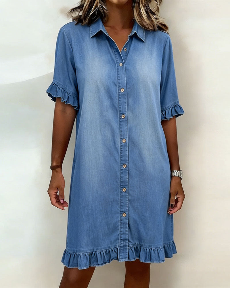 Johanna | Mukava denim-mekko imartelevilla rypytyksillä