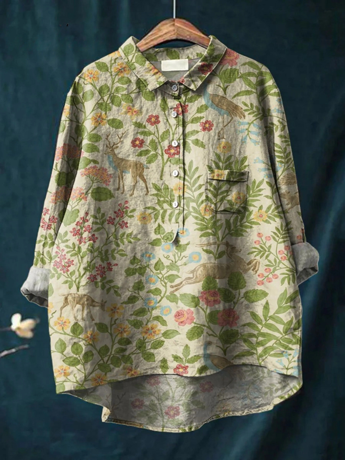 Georgia | Naisten Vintage Kukkaeläin Taidepainatus Rentopaita