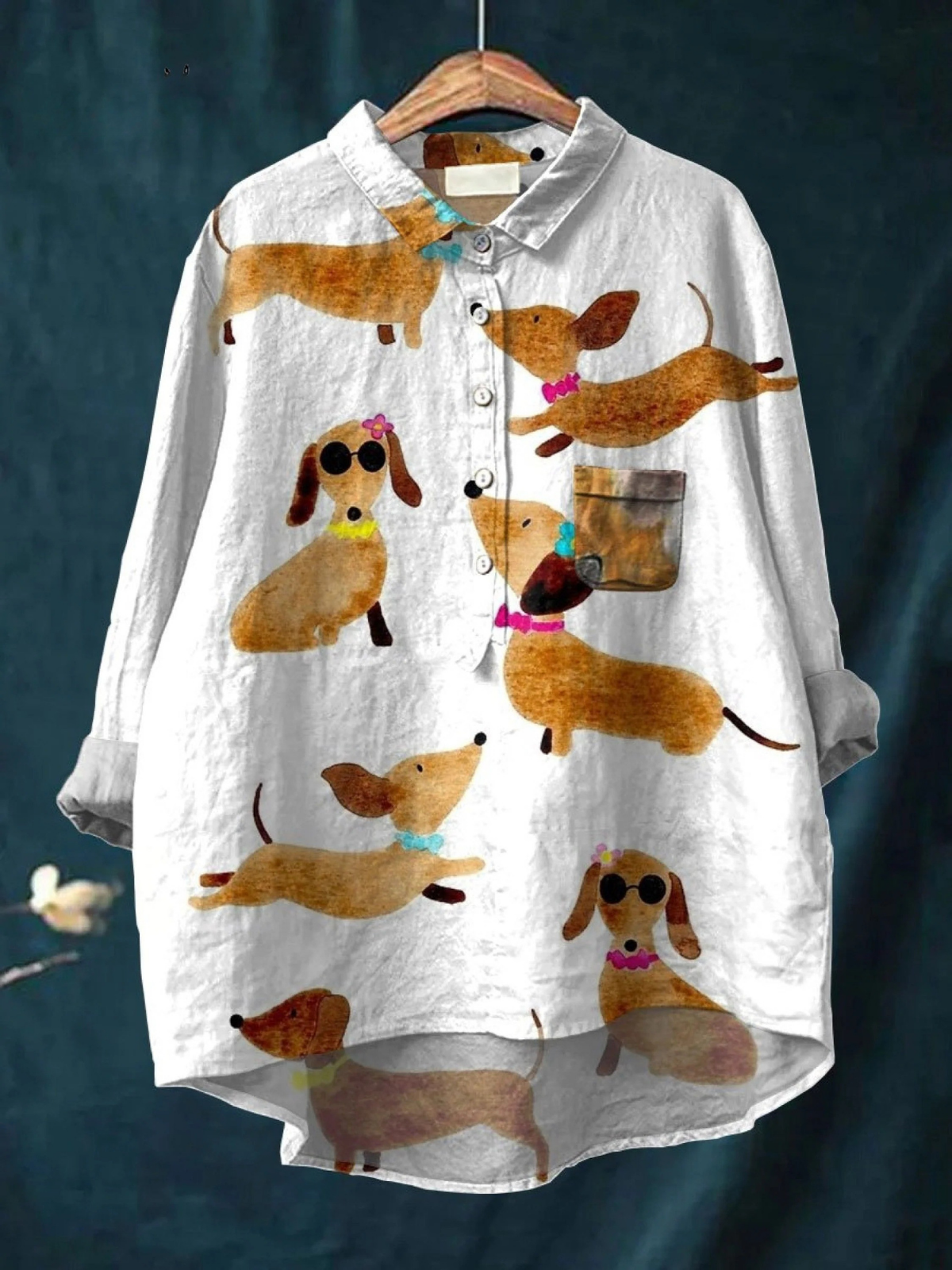 Ava | Suloinen Dachshund-taideprintti rento paita