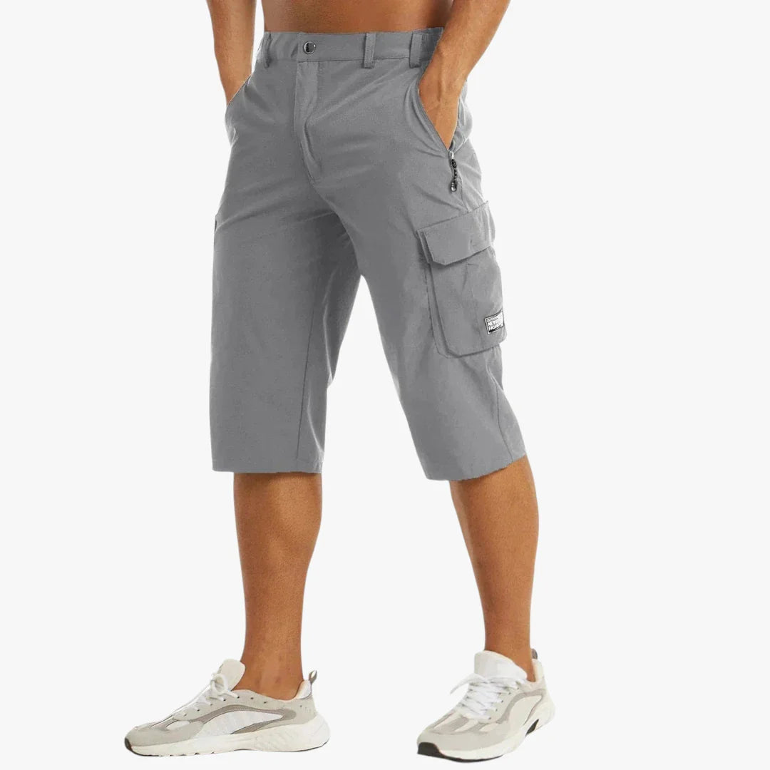 Herre Lange Cargo Shorts med Lommer og Lynlås