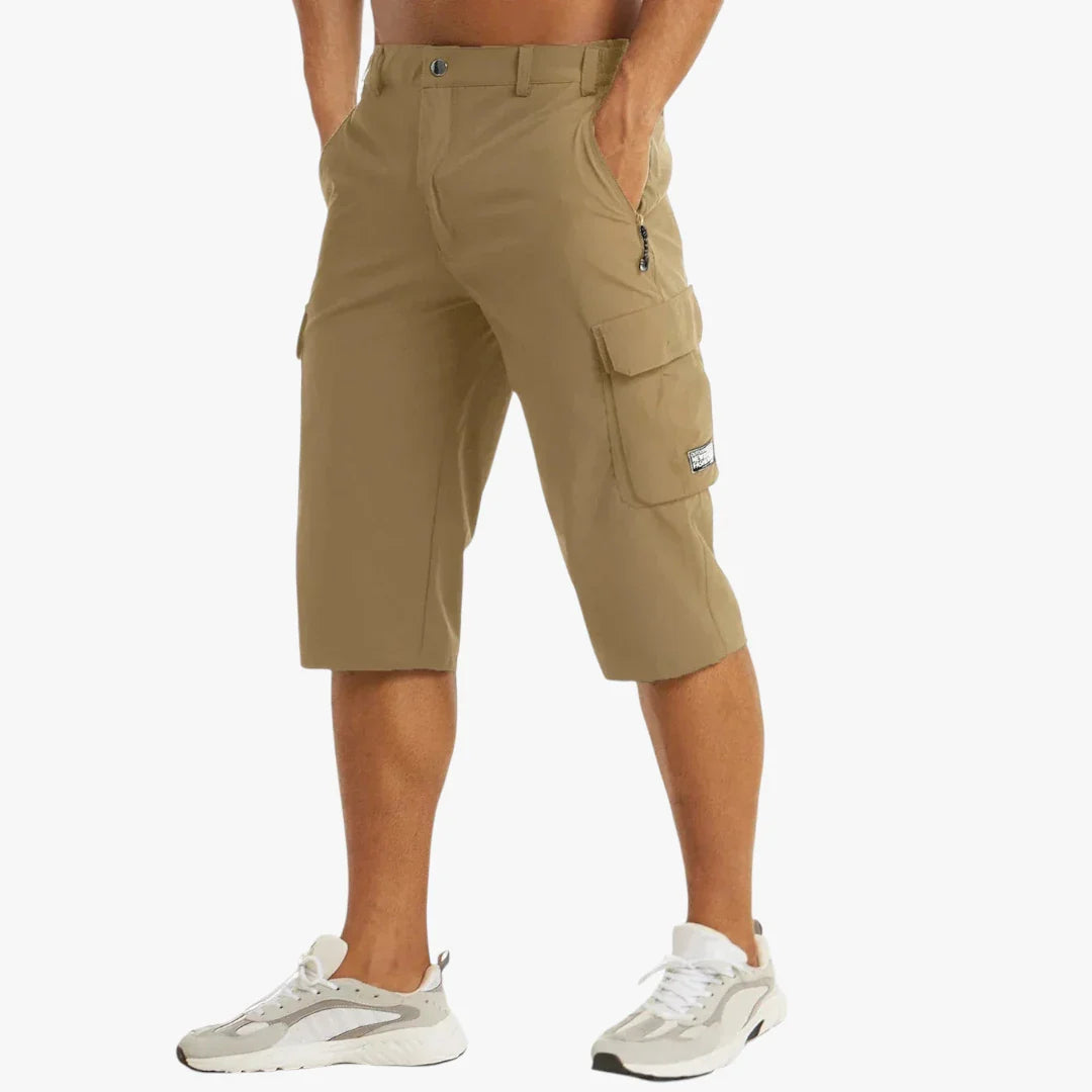 Herre Lange Cargo Shorts med Lommer og Lynlås