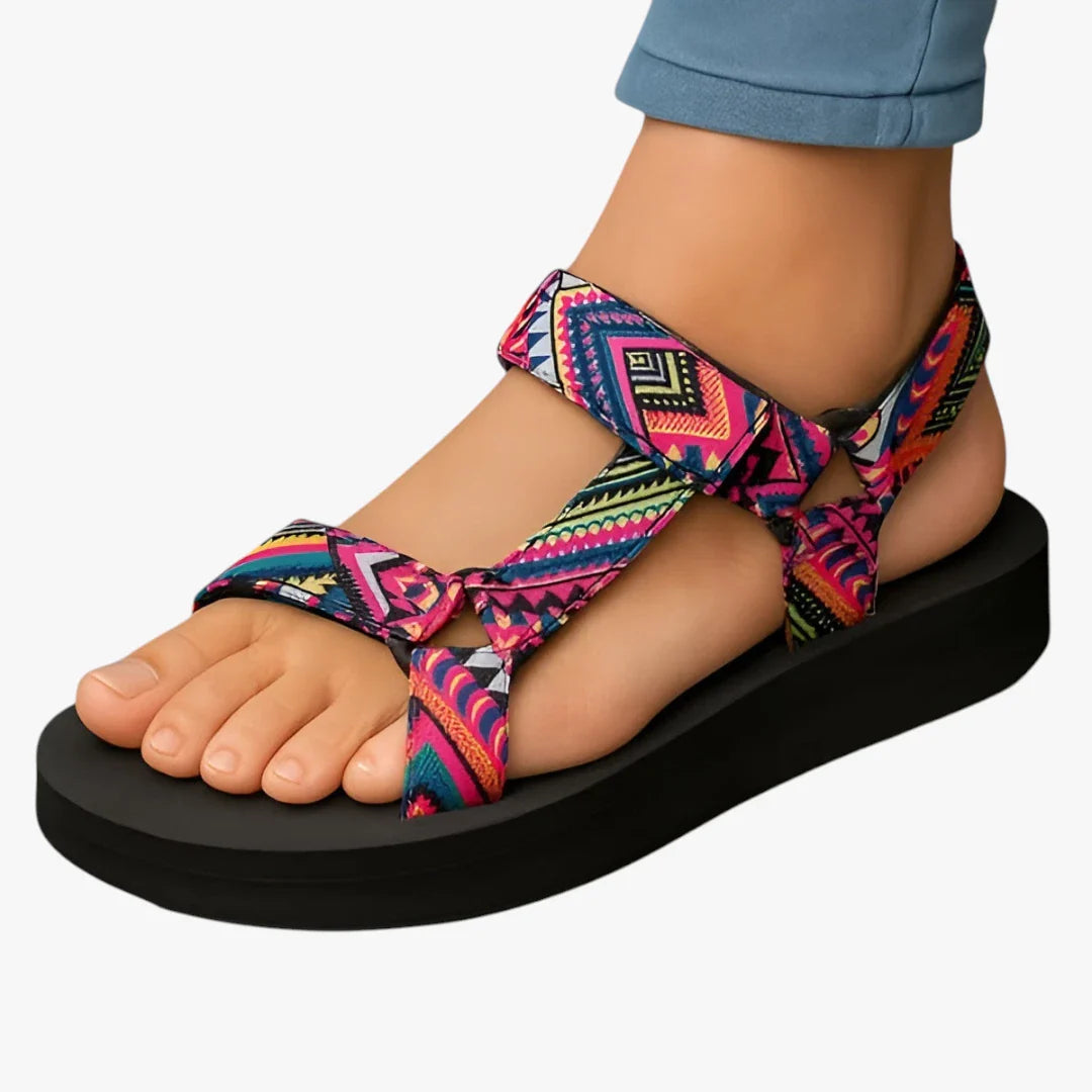 Dame Sunde Plateau Sandaler med Velcro og Rem