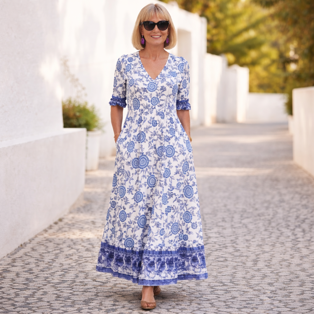 Elly | Elegantti Kukallinen Mekko, jossa on Rentouttava Tunnelma