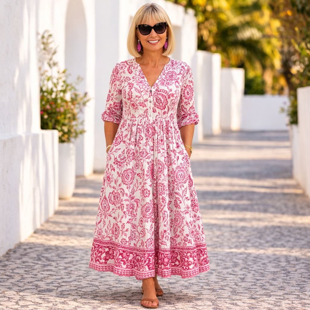 Elly | Elegantti Kukallinen Mekko, jossa on Rentouttava Tunnelma