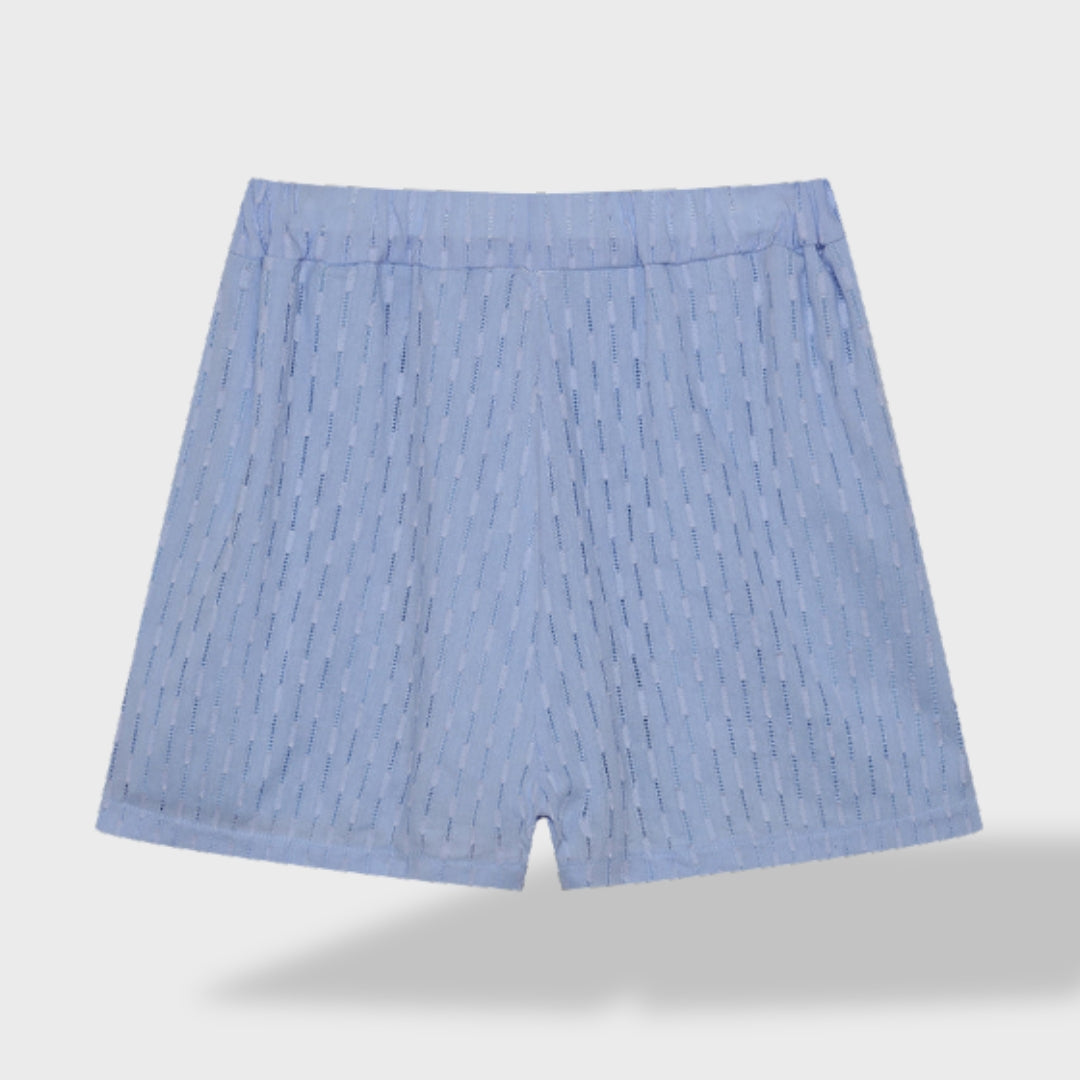 Maud | Tyylikäs paita- ja shorttiasetti pellava-piknik puuvillasta