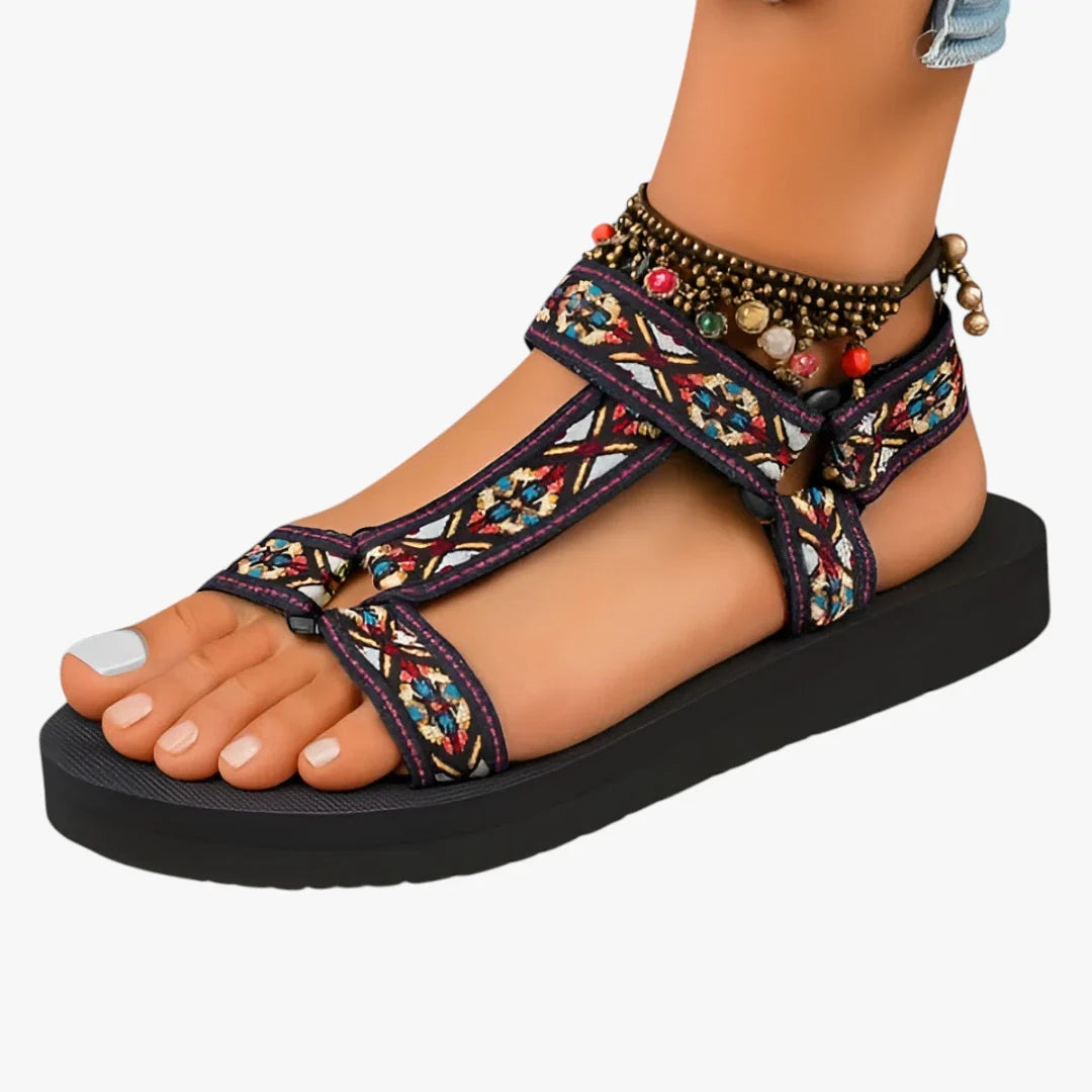 Dame Sunde Plateau Sandaler med Velcro og Rem